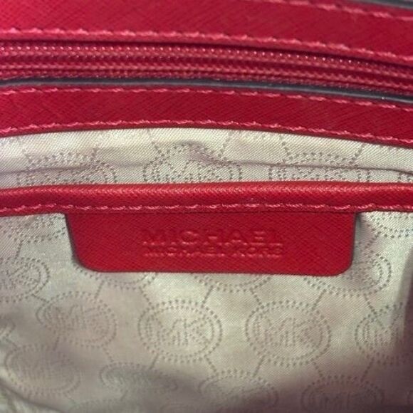 Michael Kors Hamilton Large Red Leather Satchel Tote Shopper Shoulder Bag Purse - Picture 8 of 16